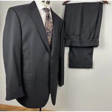 Hart Schaffner & Marx 2pc Dark Gray Suit Jacket 40R Pant 34x30 Made In USA EUC