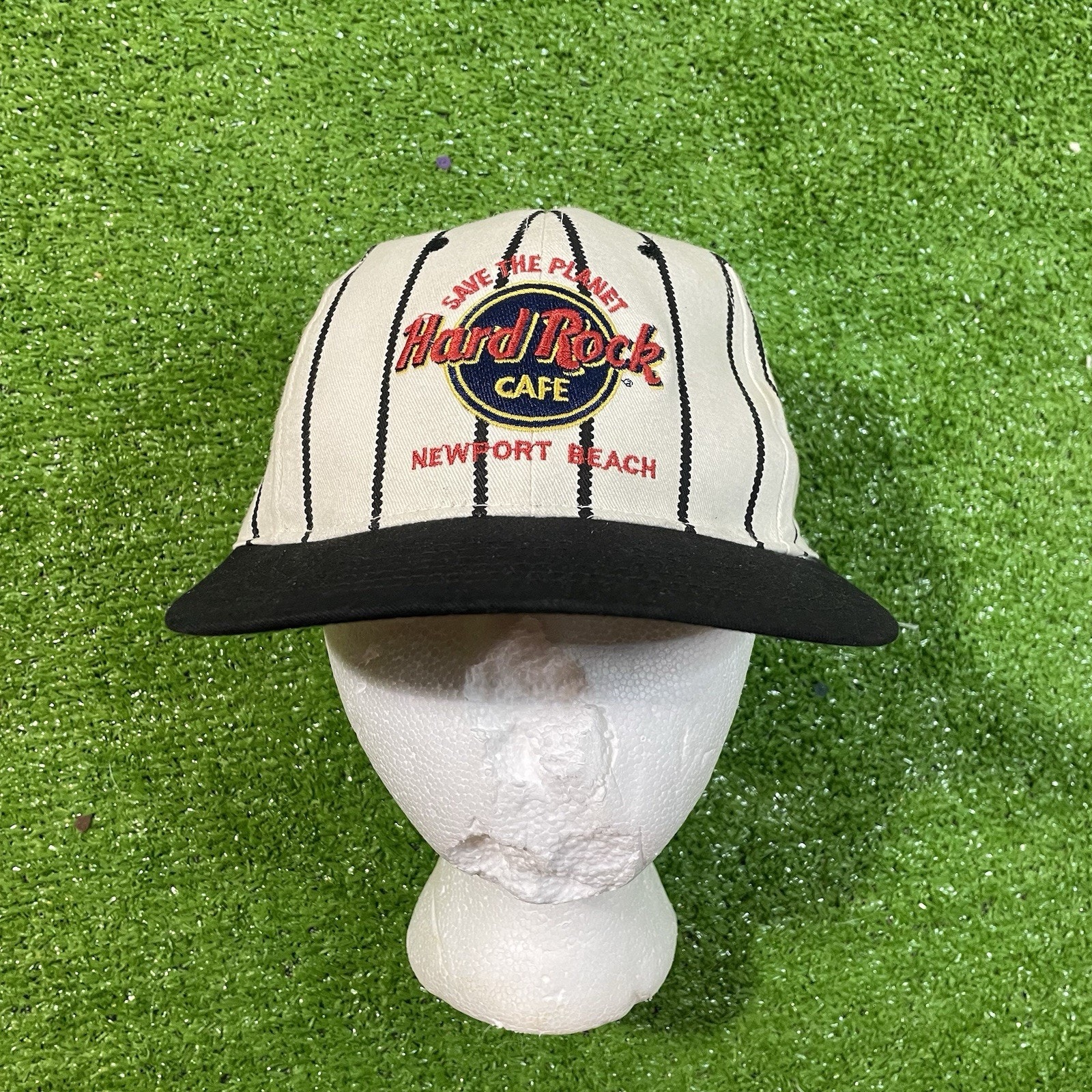 Vintage Hardrock Cafe Newport Beach Pinstripe Retro Snapback Hat