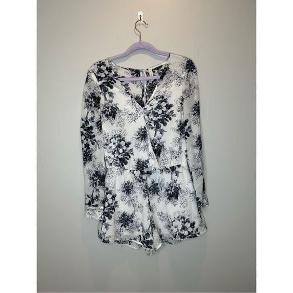 Free People Indigo Periwinkle Floral Float Away Romper Size Small