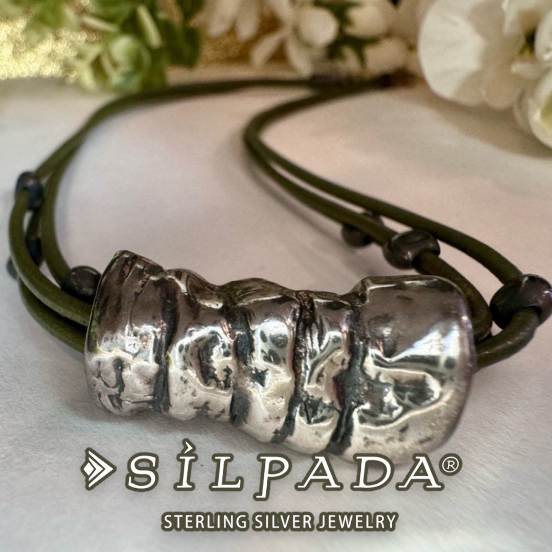 Silpada Leather cord 925 Sterling Silver Statement Necklace