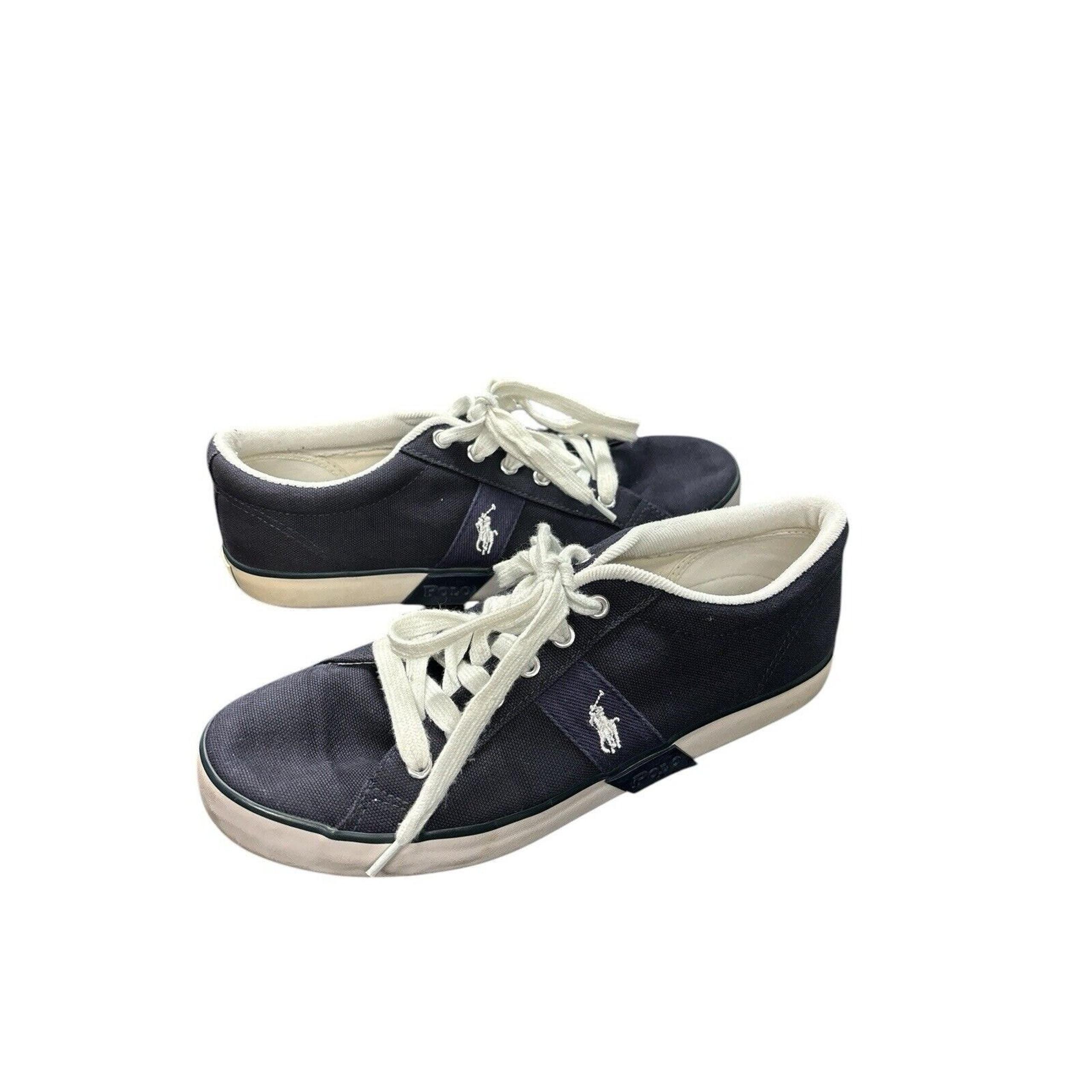 Polo Ralph Lauren Gillian Women's Blue Lace Up Canvas Sneaker Shoes US Size 6.5