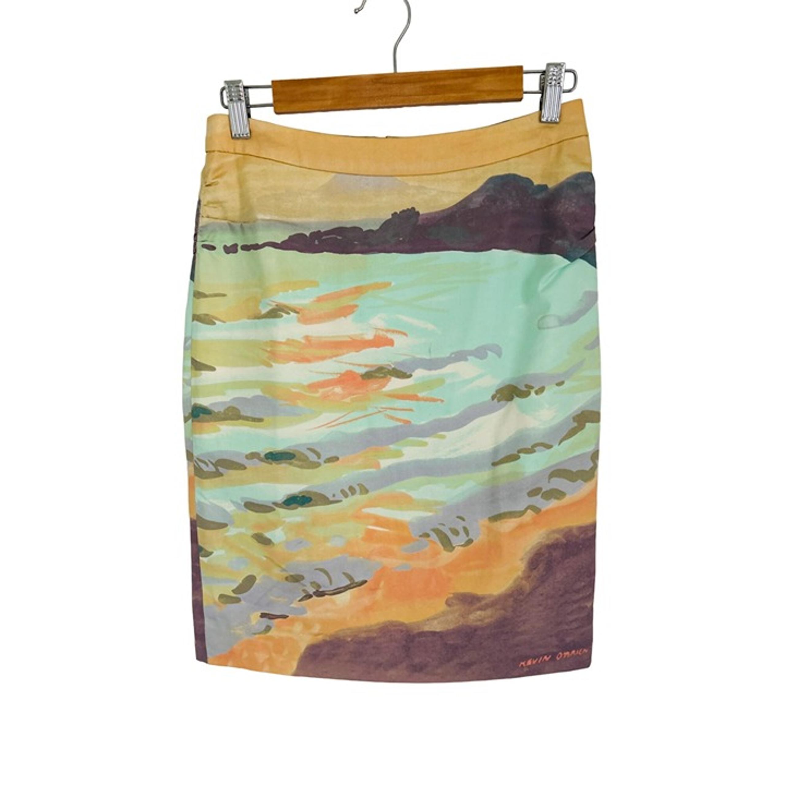 Anthropologie Kevin O'Brien Pencil Skirt Lined in Watercolor Landscape Size 00