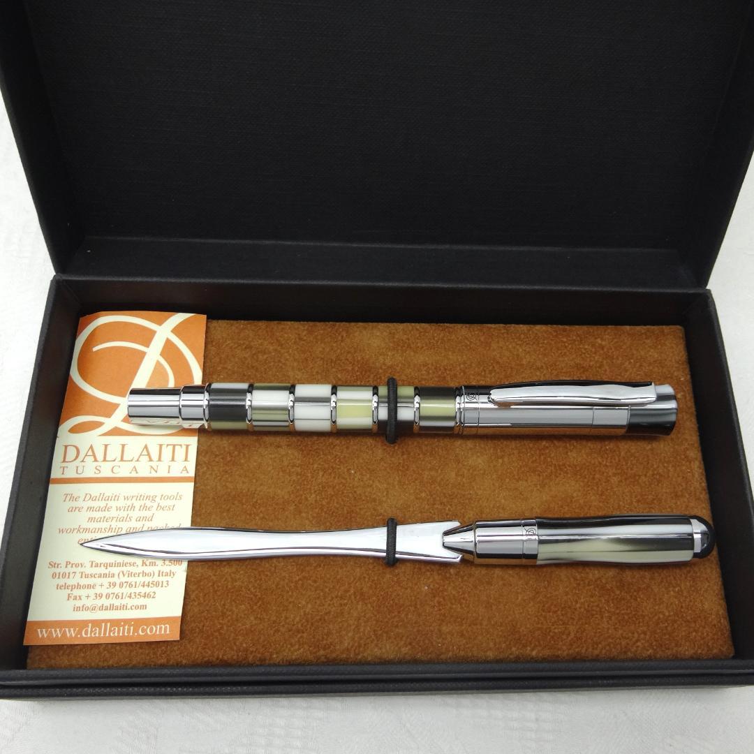 DALLAITI Ballpoint Pen and Paper Knife, Made in Italy, Case Included.