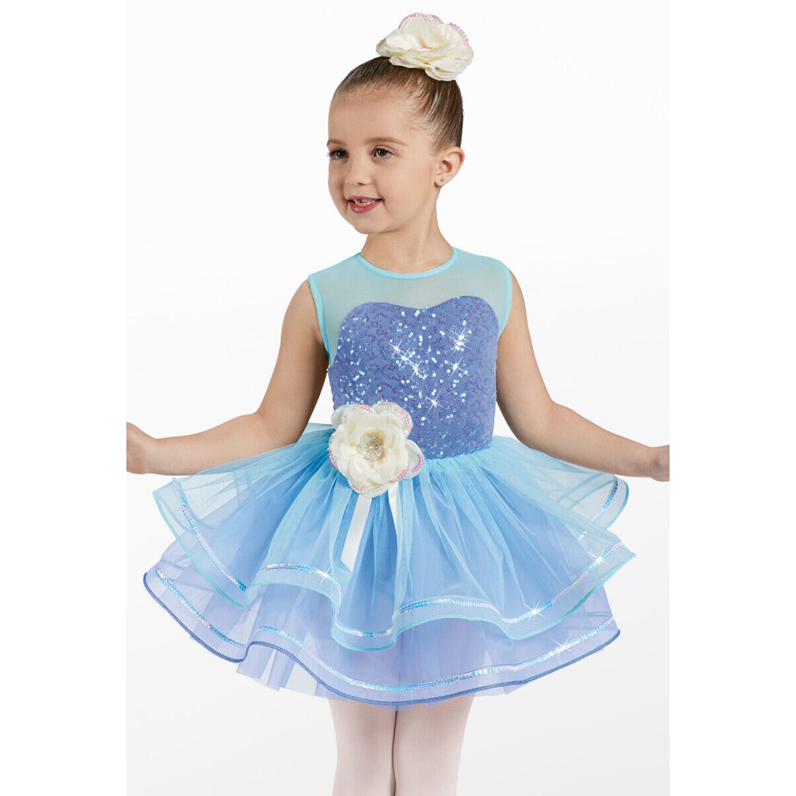 Dance Costume Weissman 12444 Intermediate Child Blue Ballet Sequin