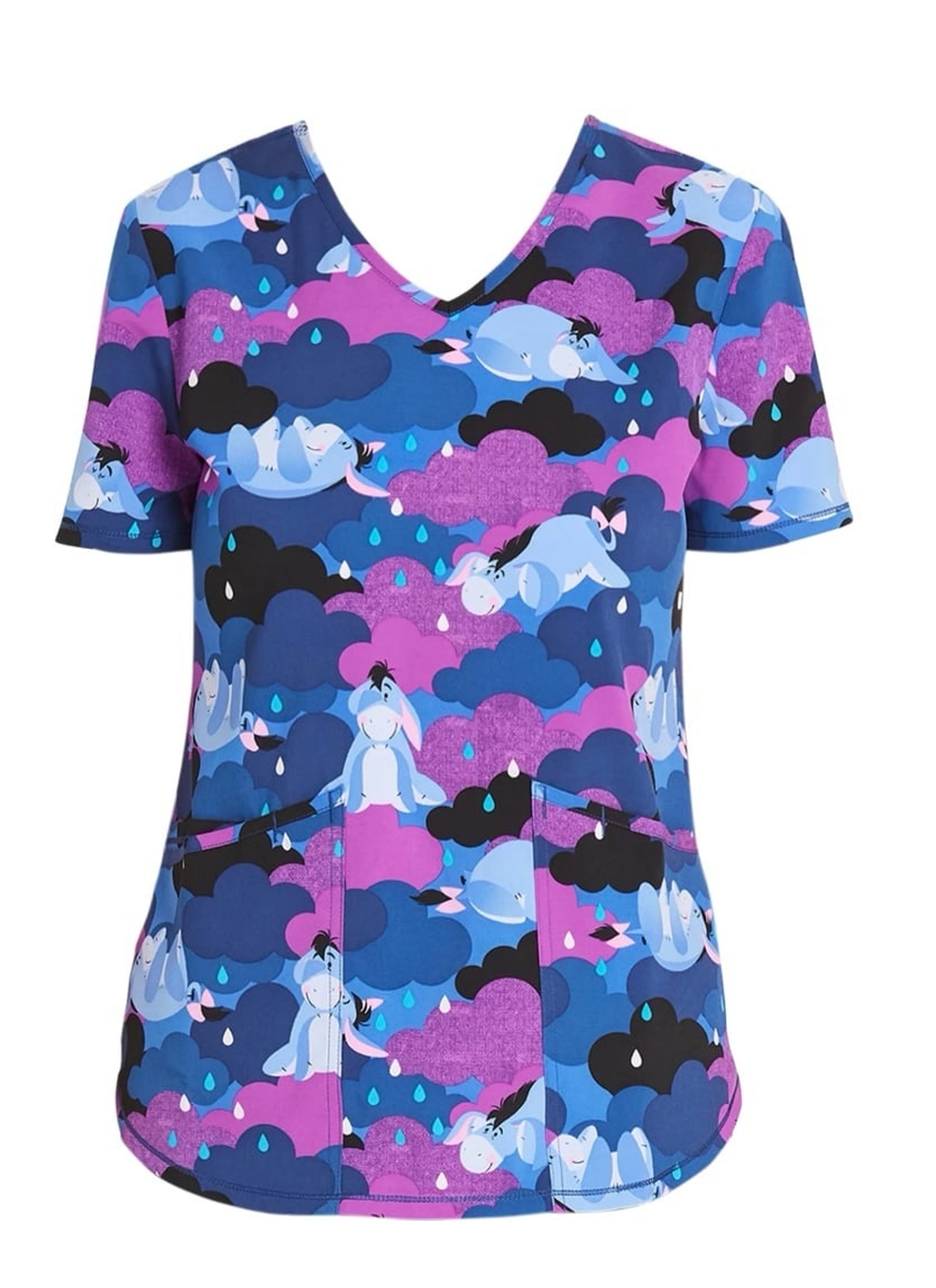 NEW Scrubstar Disney Eeyore Rain Women’s V-Neck Scrub Top Size 3XL