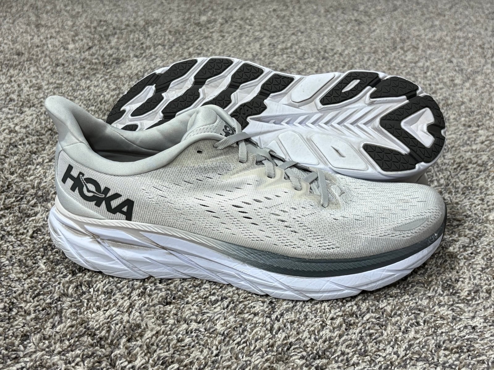 Men's HOKA 'Clifton 8' Gray Sneakers Size US 12 - D