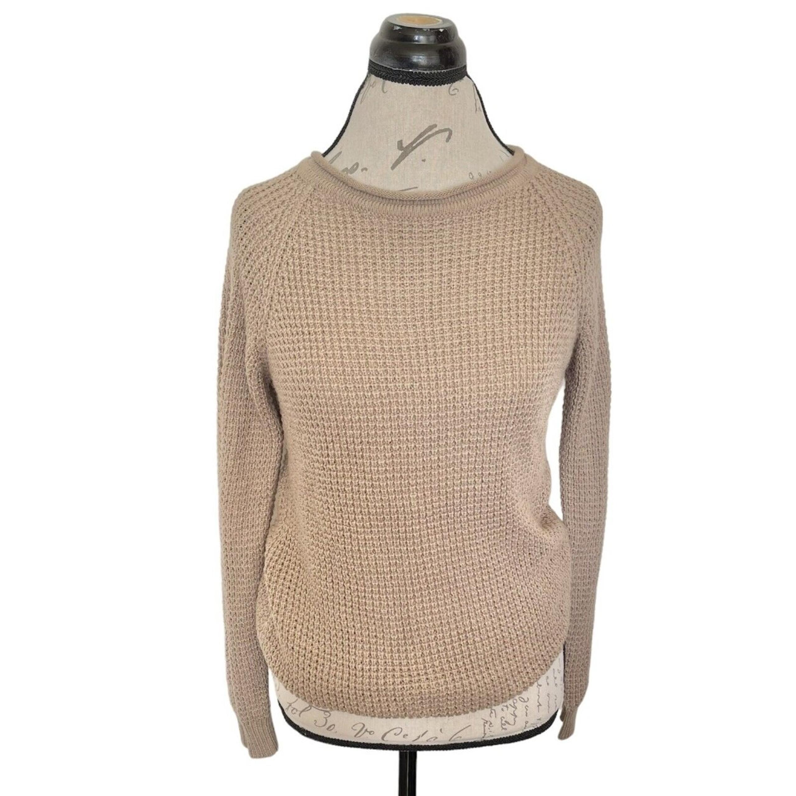 Ambiance Apparel Womens Sweater Size Small Waffle Knit Brown Roll Neckline Sz S
