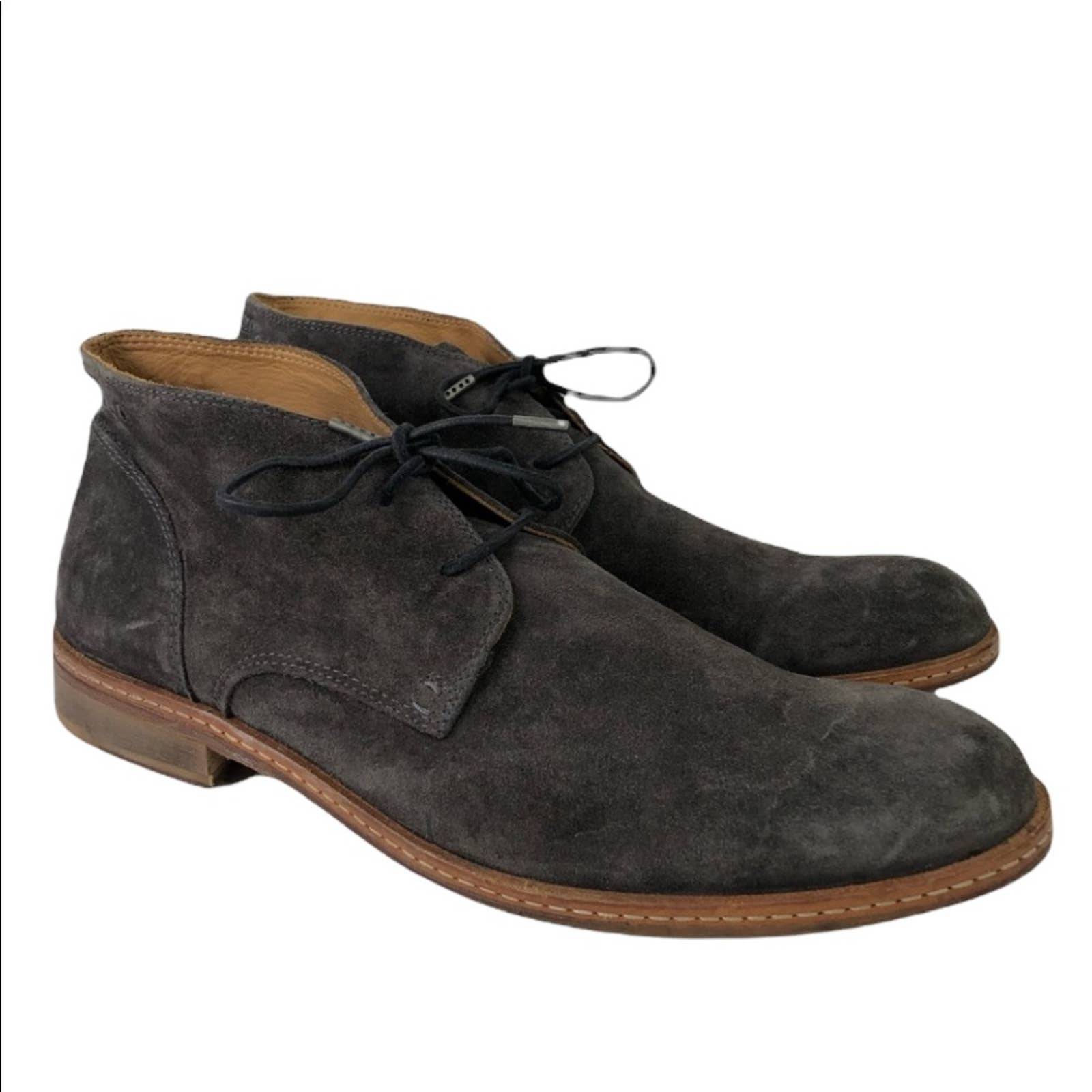 John Varvatos Men’s Monaco Chukka Boot Steel Gray Suede Lace Up Shoes 9.5 498