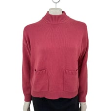J.CREW Cotton Cashmere Patch Pocket Mockneck Sweater in Dusty Barn WOMENS MEDIUM