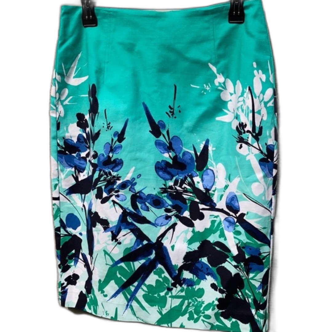 Liz Claiborne floral print lined cotton pencil skirt