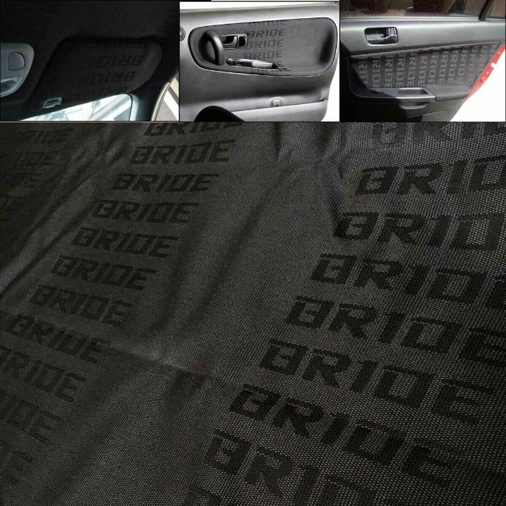 Full Black JDM Bride Fabric Cloth For Car Seat Panel Armrest Decoration 1M×1.6M