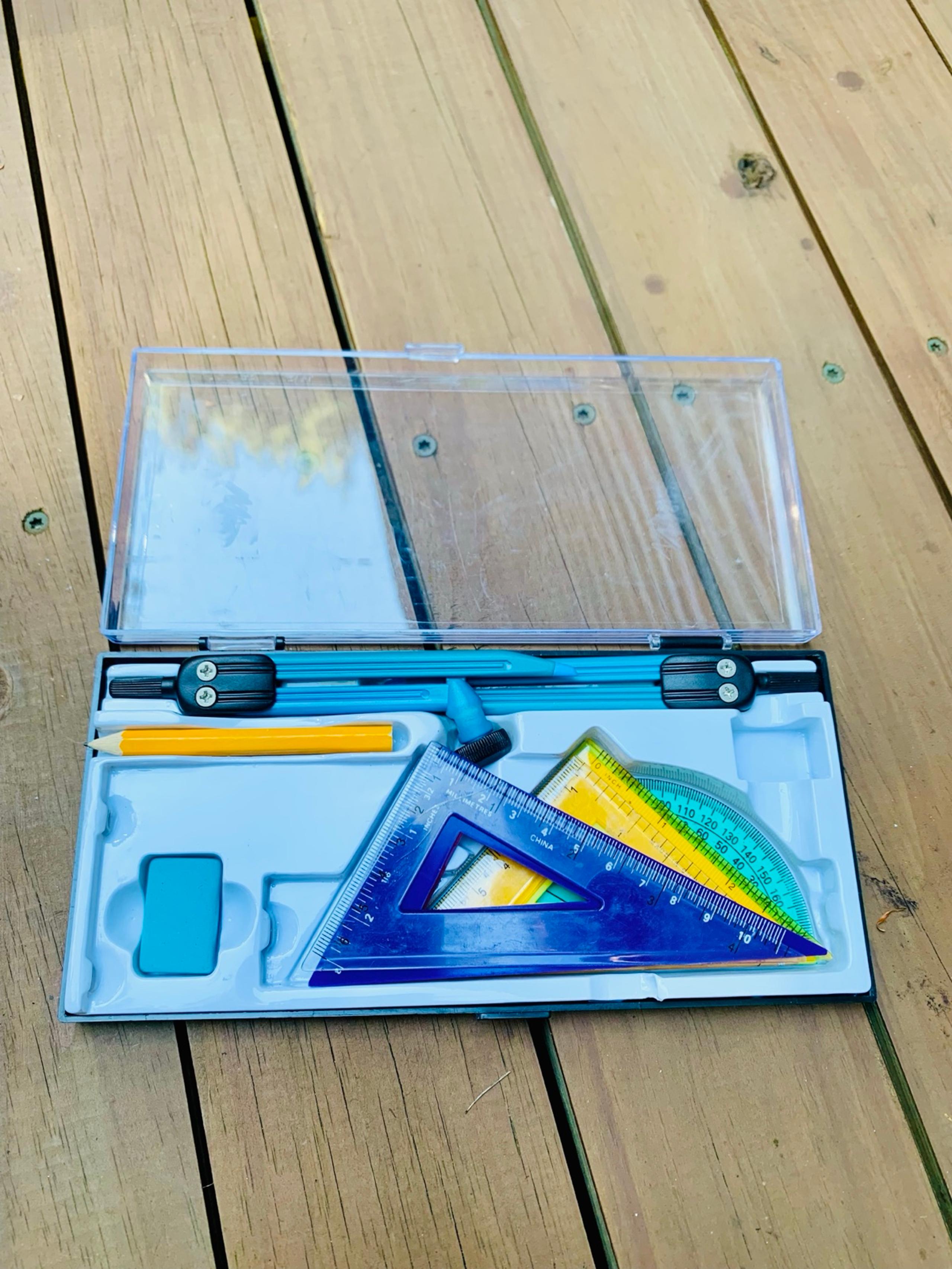 Math tools with case set for home and school drafting