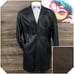 CARAMELO Mens Leather Overcoat Long Coat Jacket Size 44L Sport Casual (FLAWS)