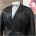 CARAMELO Mens Leather Overcoat Long Coat Jacket Size 44L Sport Casual (FLAWS)