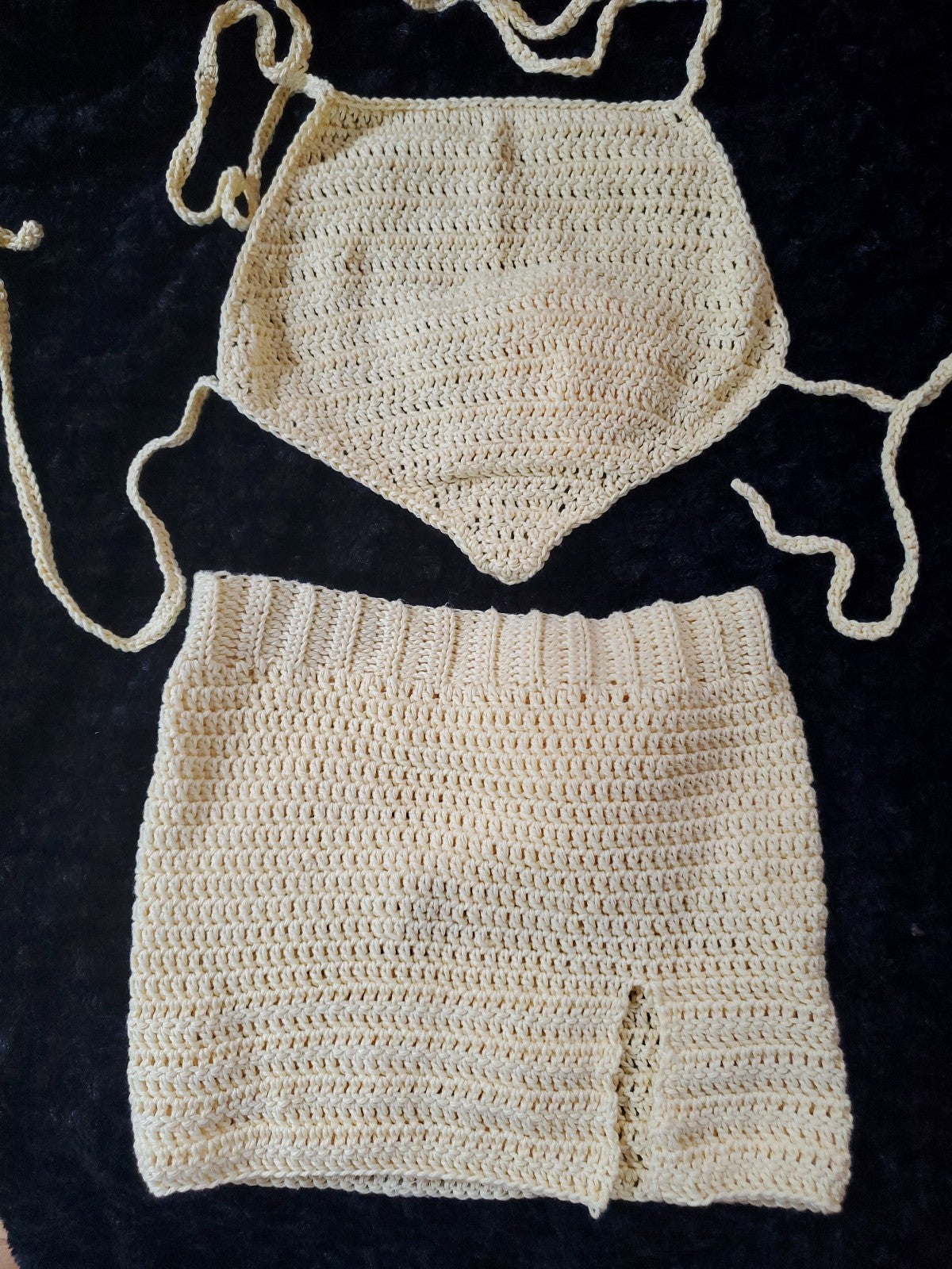 Handmade crochet skirt and top