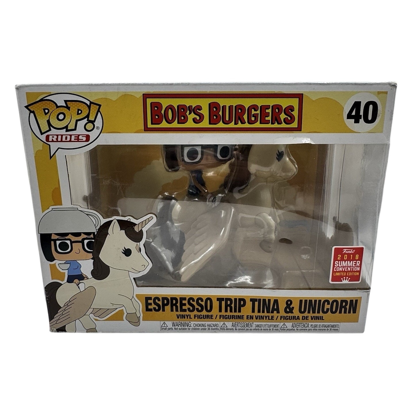 Funko Pop! Rides #40 Bob’s Burgers Espresso Trip Tina & Unicorn 2018 Summer Rare