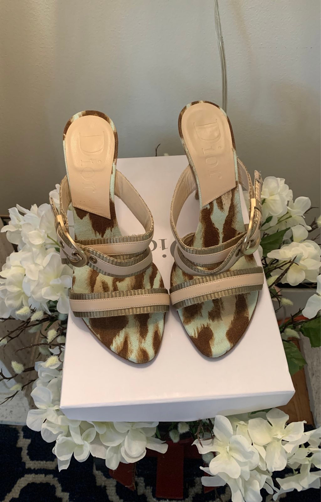 Dior leopard and blue Print Hot Sandals