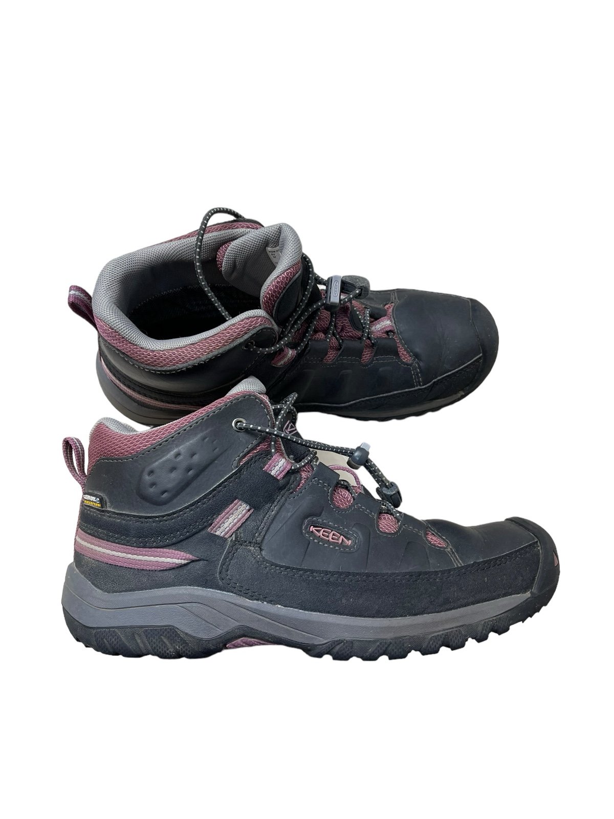 KEEN Targhee Mid Waterproof Hiking Boots 1020131 Youth Size 5 Raven Tulipwood