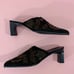 Vintage 90’s Beaded Art Mules Block Heel