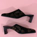 Vintage 90’s Beaded Art Mules Block Heel