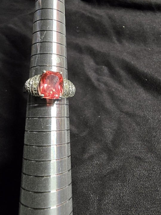 Sterling Silver w/ Pink Center Stone