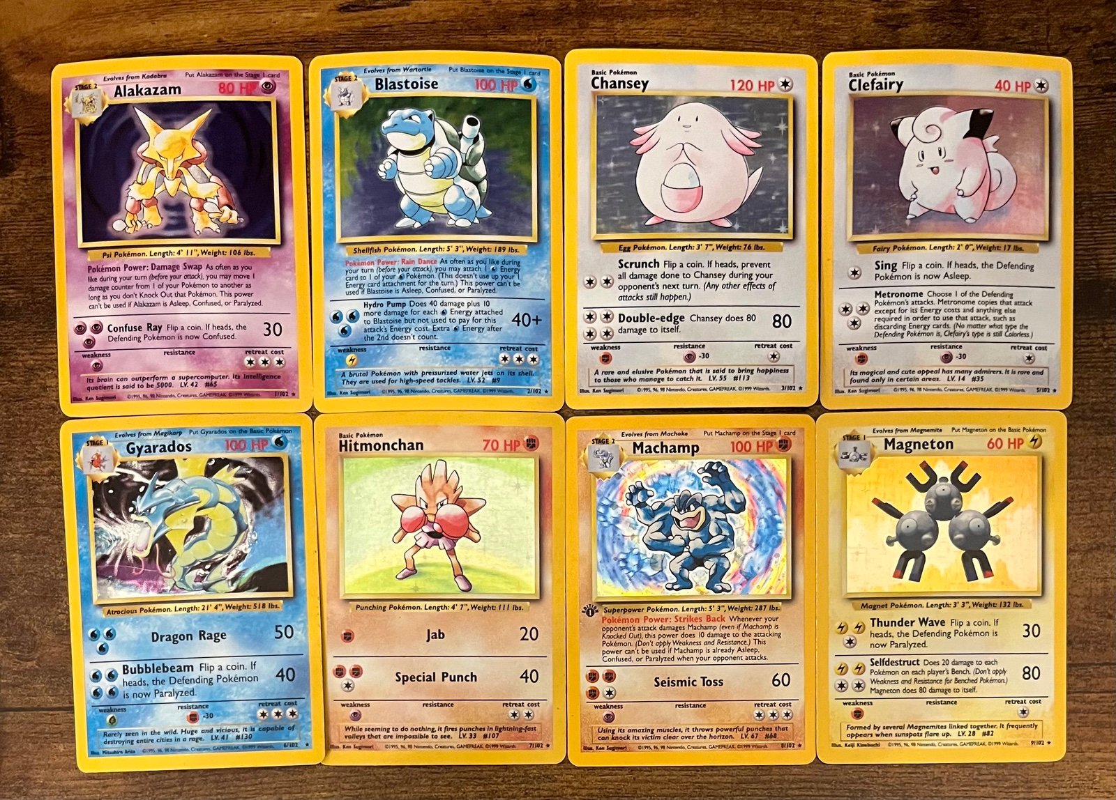Near Complete 1999 Base Set 1-102 Pokemon Card Set