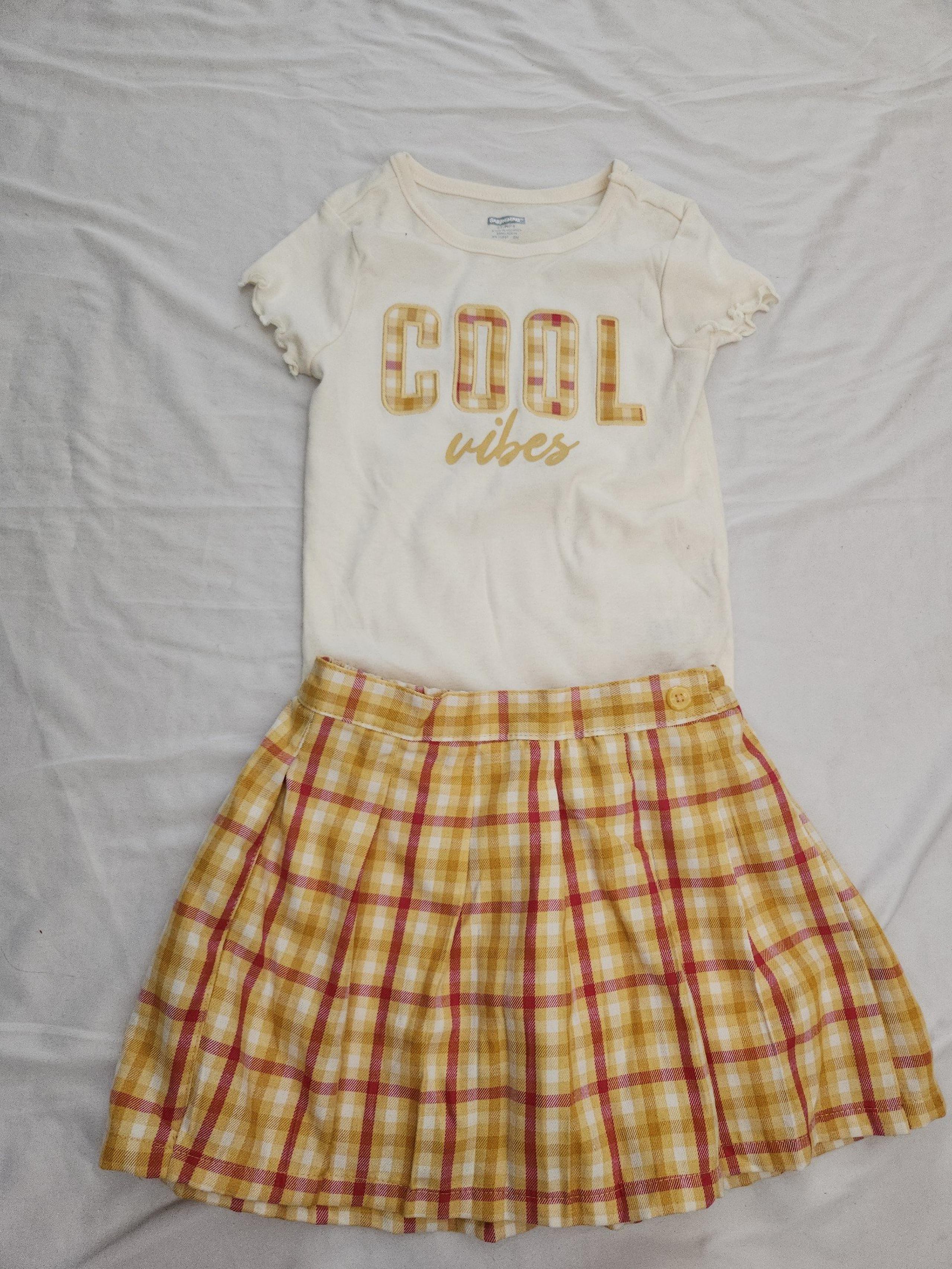 Garanimals Girls Size 4T yellow Plaid cool vibes skirt outfit #J008 crosspost