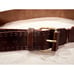 Brown Leather Belt Brass Hardware Womens S/M Country Ranch Bohemian