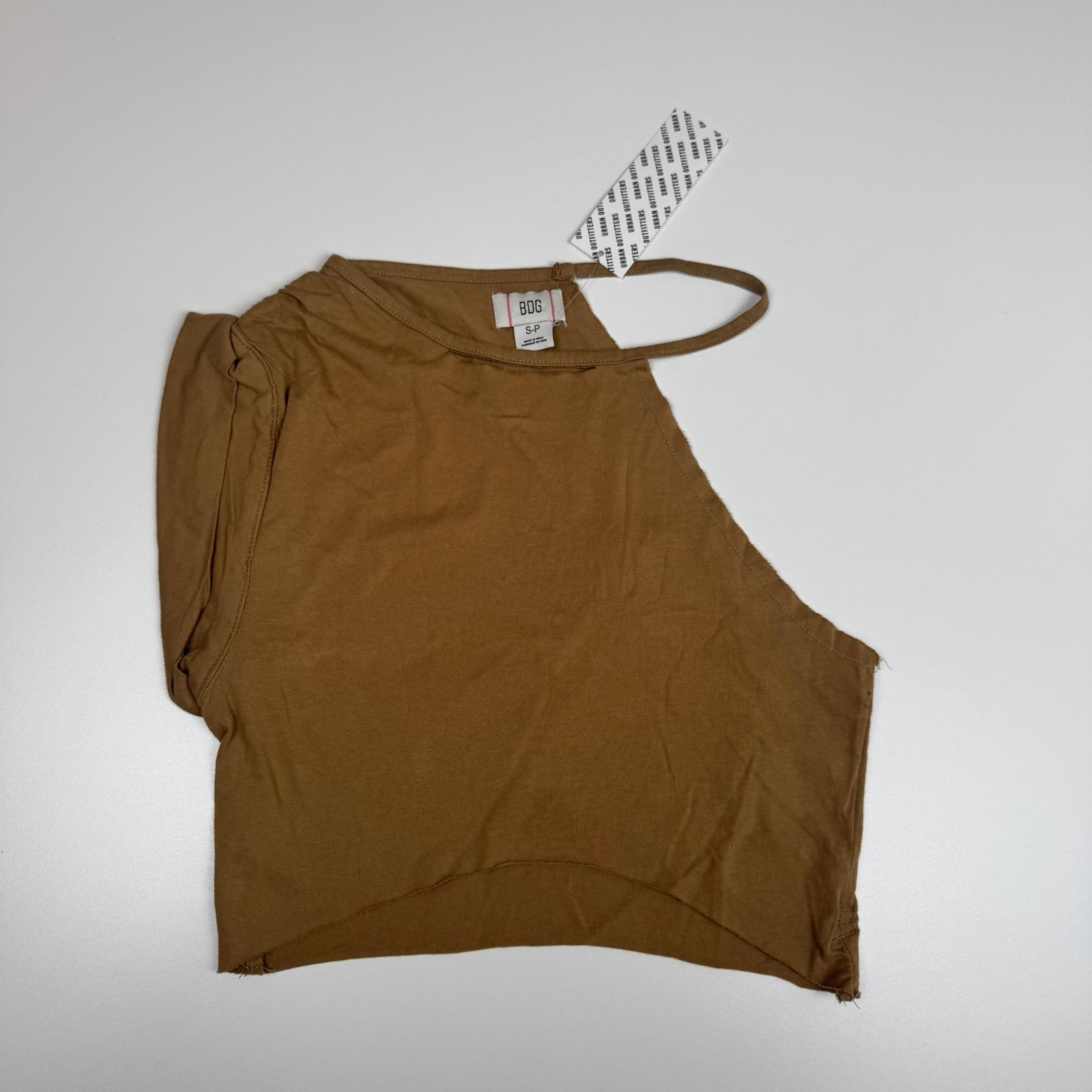 Urban Outfitters BDG Asymmetrical One Shoulder Tan Brown Crop Top Size Small NWT