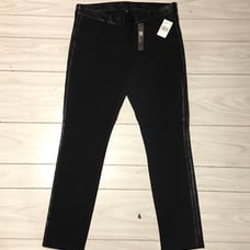Kut From The Kloth Pants Faux Leather Strips Womens Size 14 Black Stretch