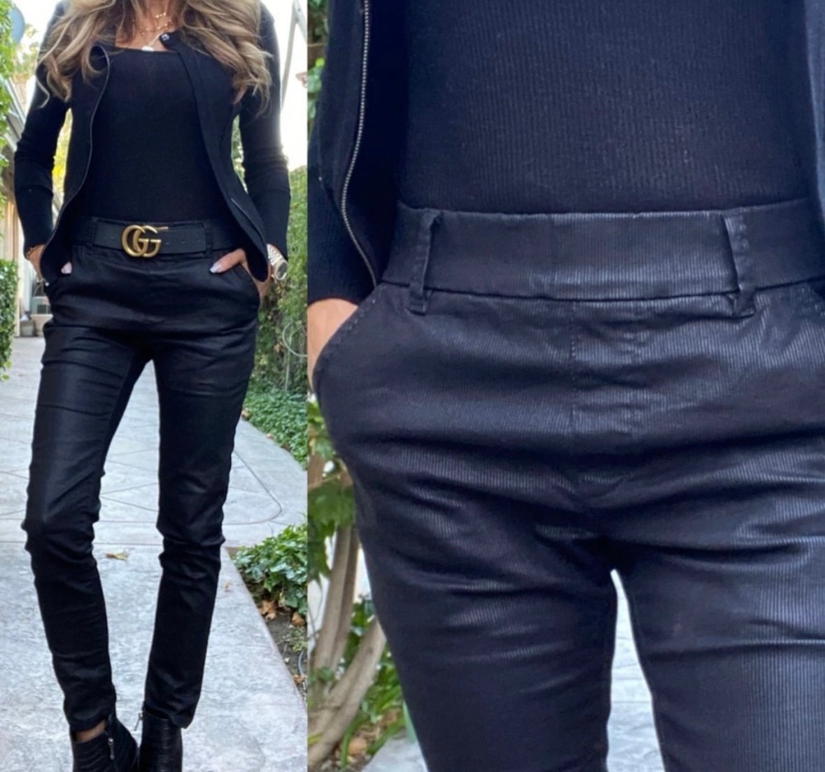 Flog Dafna Black Preppy Quiet Luxury Career Pinstripe Pull On Ankle Pants 30