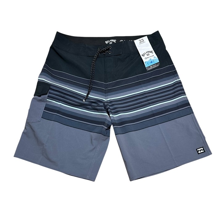 Billabong Men Size 33 Grey Striped Recycler Pro Performance Swim Board Short NWT