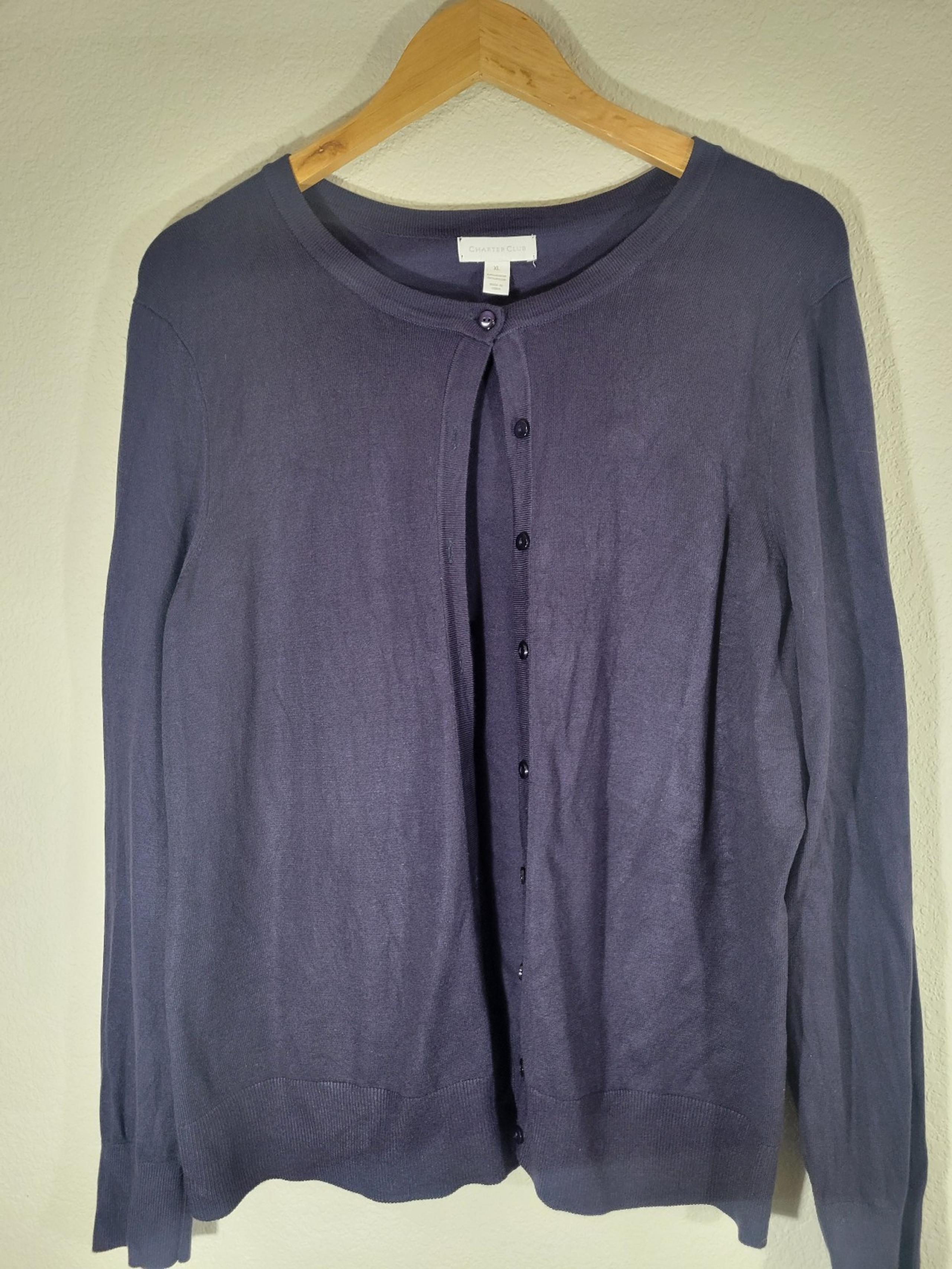 CHARTER CLUB Sweater Solid Cardigan Blue EXTRA LARGE
