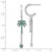 Sterling Silver Rhodium-plated Green CZ Palm Tree Heart Post Hoop Earrings