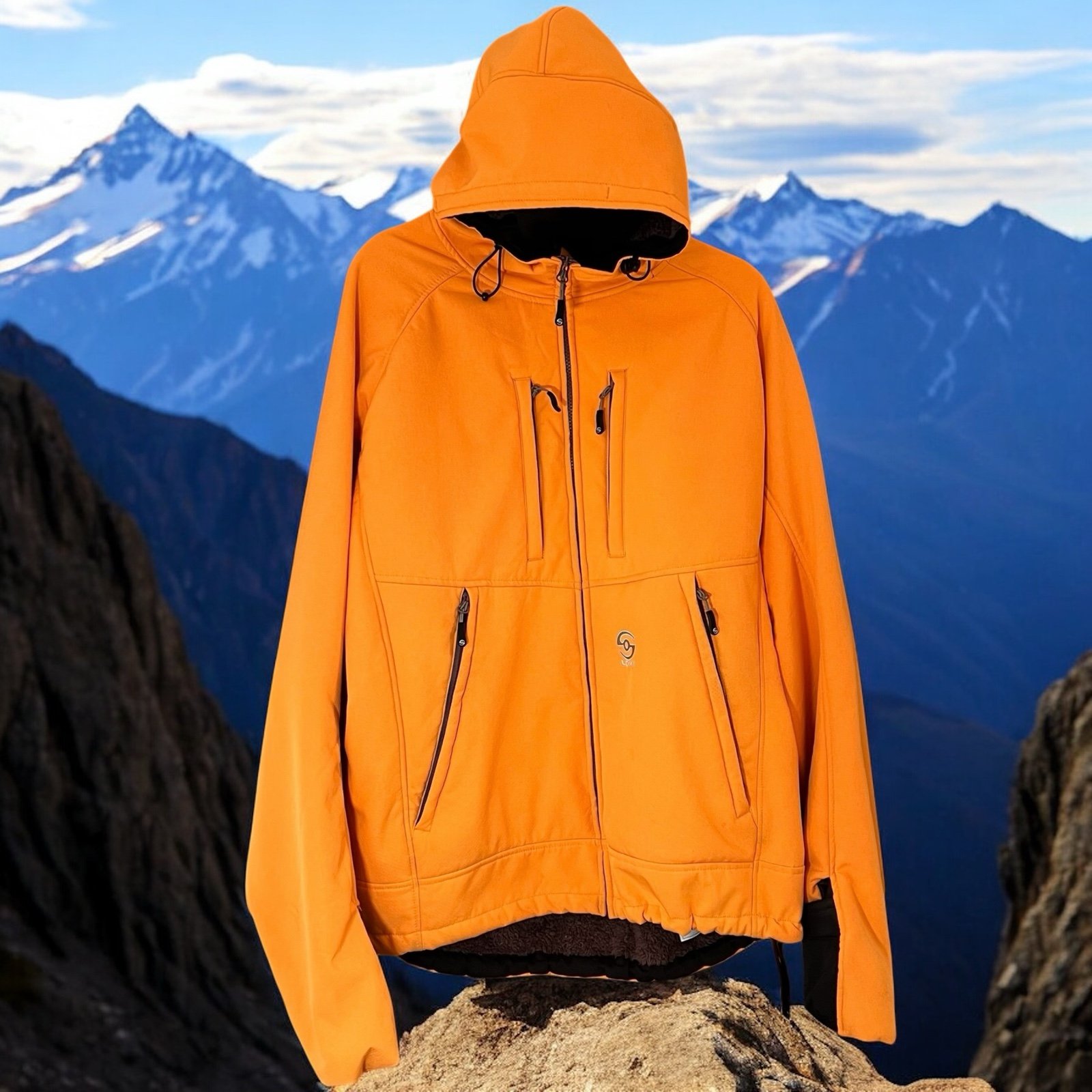 LOKI Gear Jacket Men's L Orange Lined Softshell Built In Mask/Mittens Coat READ