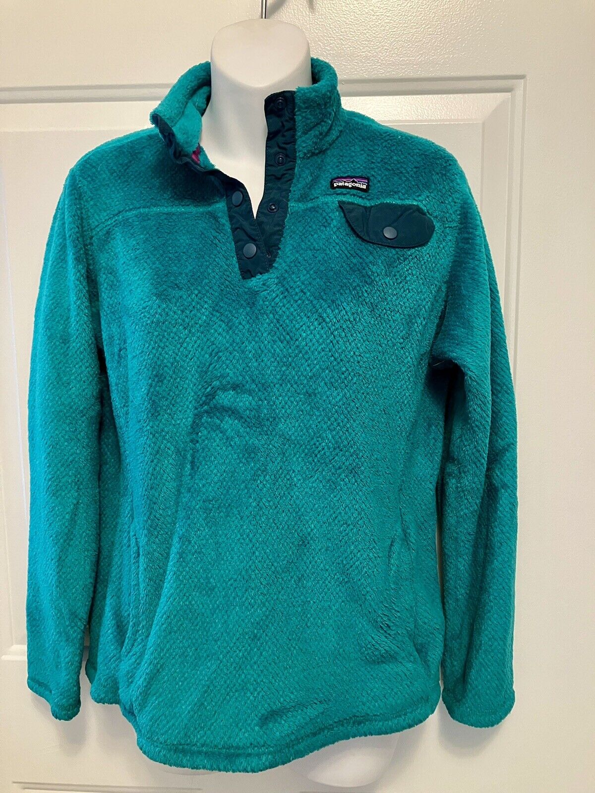 Girls PATAGONIA Snap T Fleece Shirt Size XXL Green 16/18 Womens XS