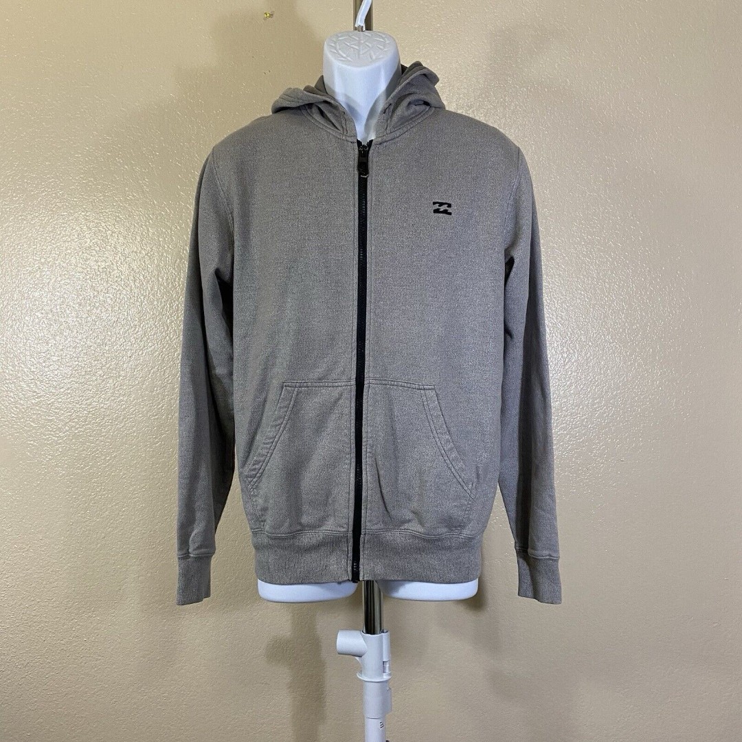 Men’s Guy Billabong Zip-up Fleece Hoodie Heather Gray Logo New 59