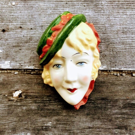 Antique Art Deco Lady Face Wall Hanging