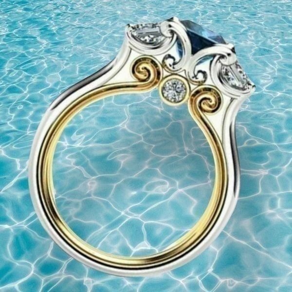 BLUE SAPPHIRE DIAMOND ENGAGEMENT RING 6,8,9,10,10