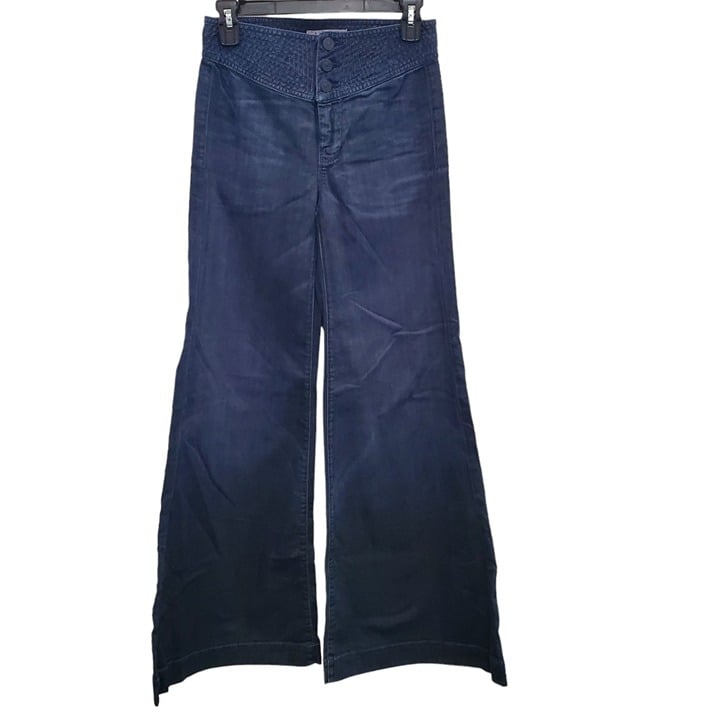 7 For Mankind 7FAM Women's Dark Wash Indigo Chambray Super Flare Leg Pants Sz 25
