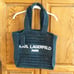 Karl Lagerfeld Paris Antibes NWT Large Woven Straw Tote Bag Black Double Handle