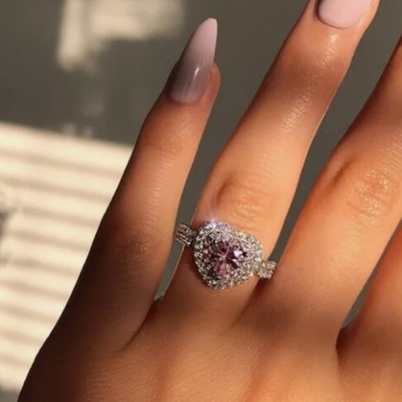 ☆*NEW 925 SILVER PINK SAPPHIRE GEMSTONE HEART RING