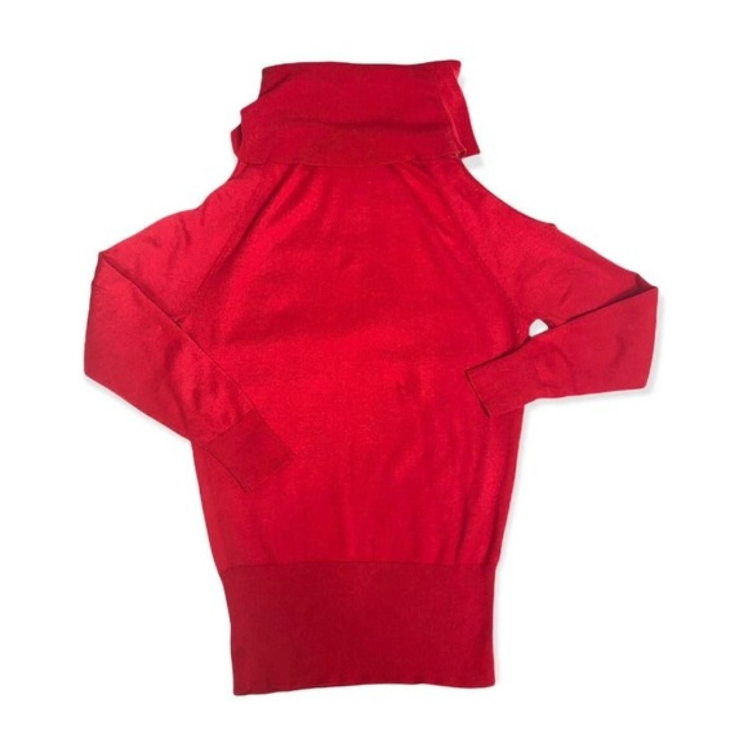 The Limited Red Cowl Neck Cold Shoulder Pullover Sweater