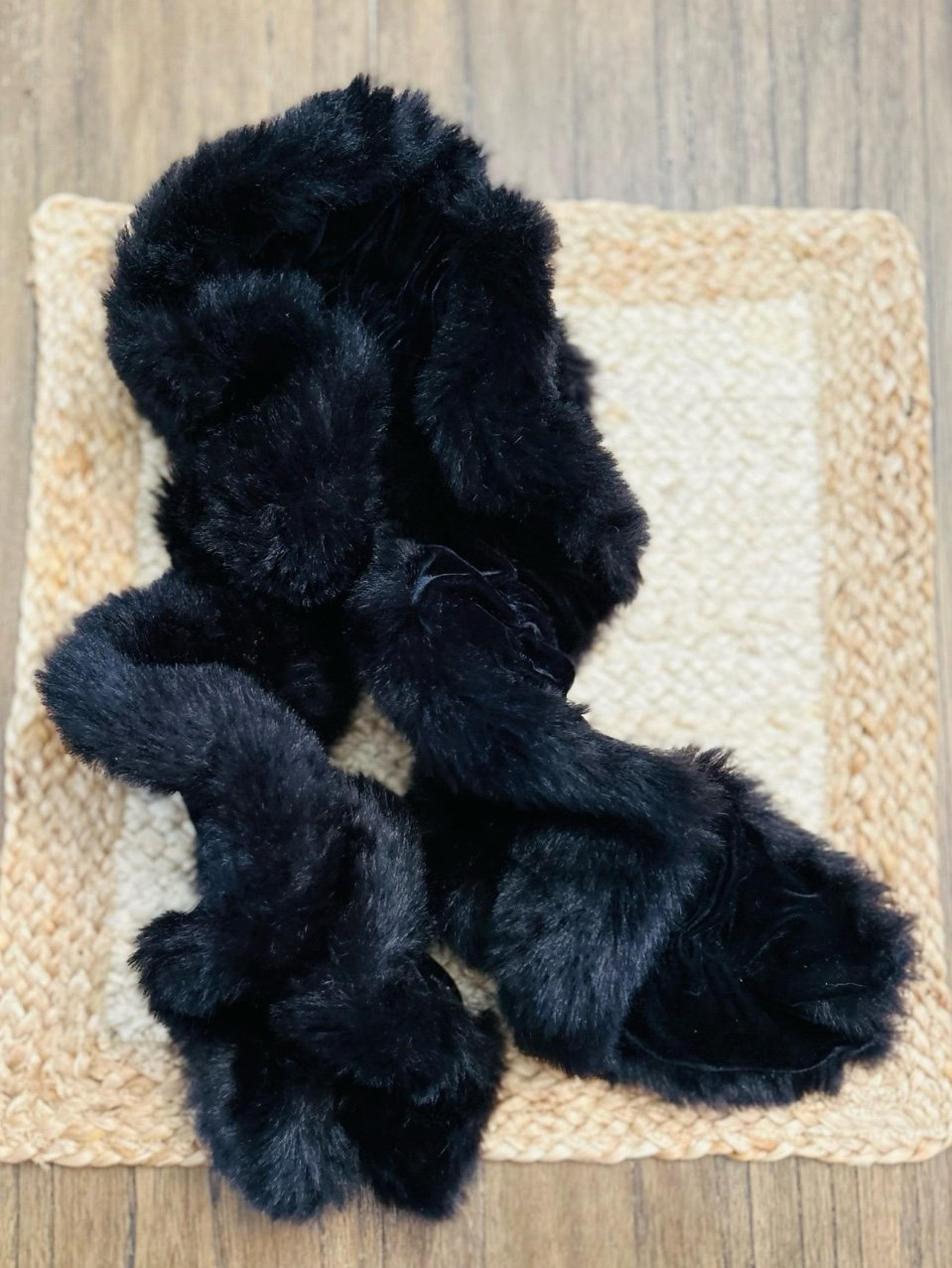 The Limited Black Faux Fur Twisty Wrap Scarf Neck Warmer