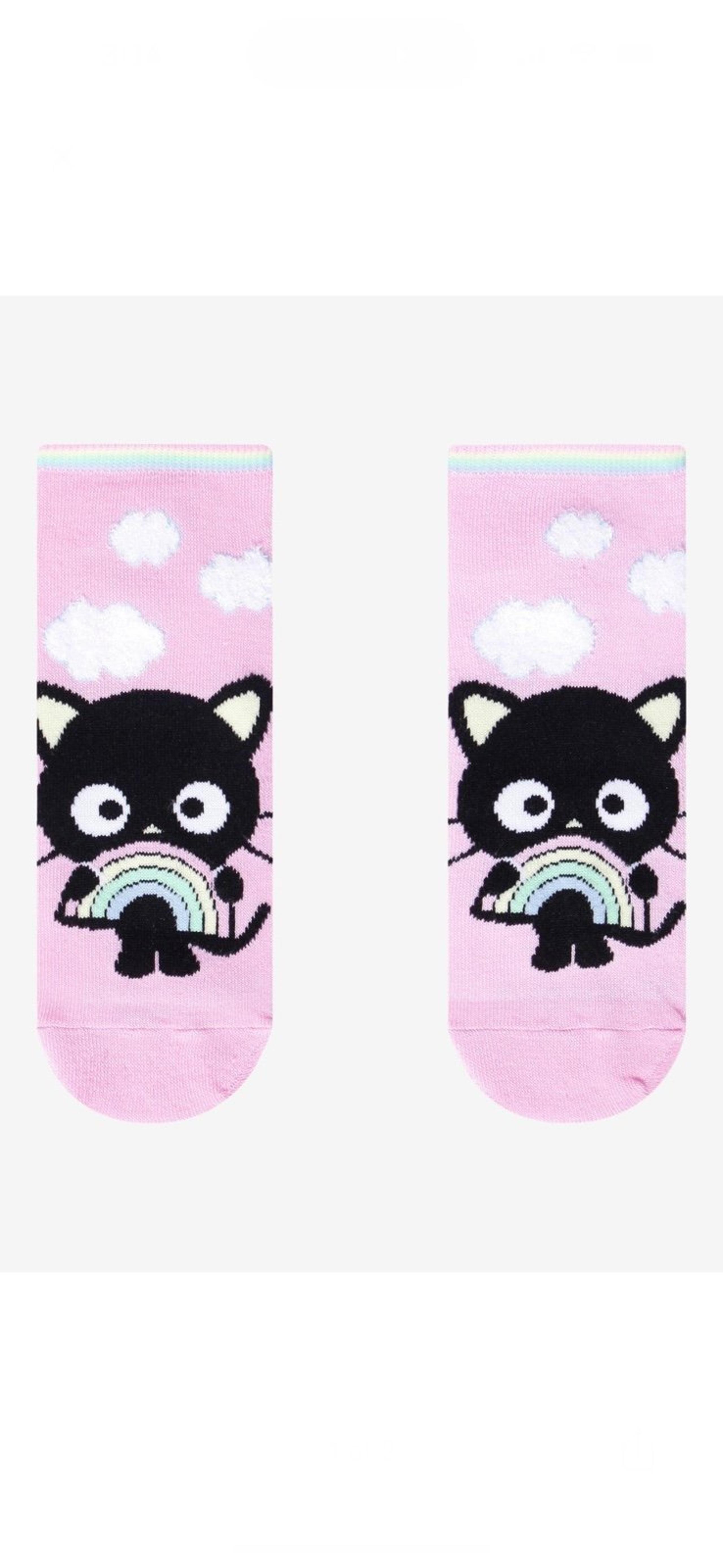Sanrio Chococat Pastel rainbow and fuzzy cloud ankle no show socks NEW