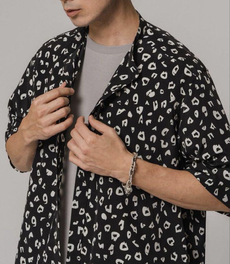 Men's short-sleeved shirt, all-over print, black, 24SS