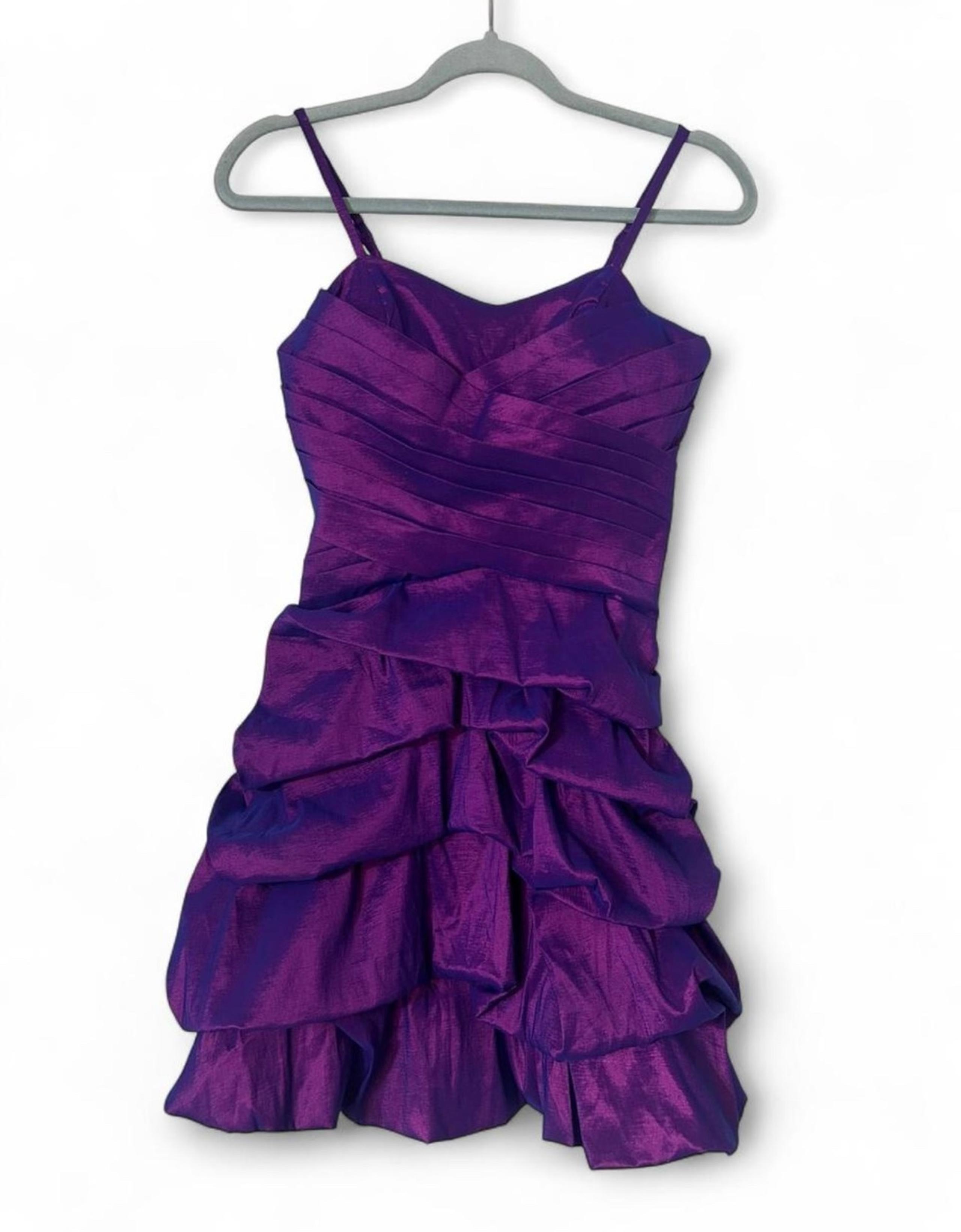 Katia Purple Ruched Ruffle Cocktail Dress – Size Large
