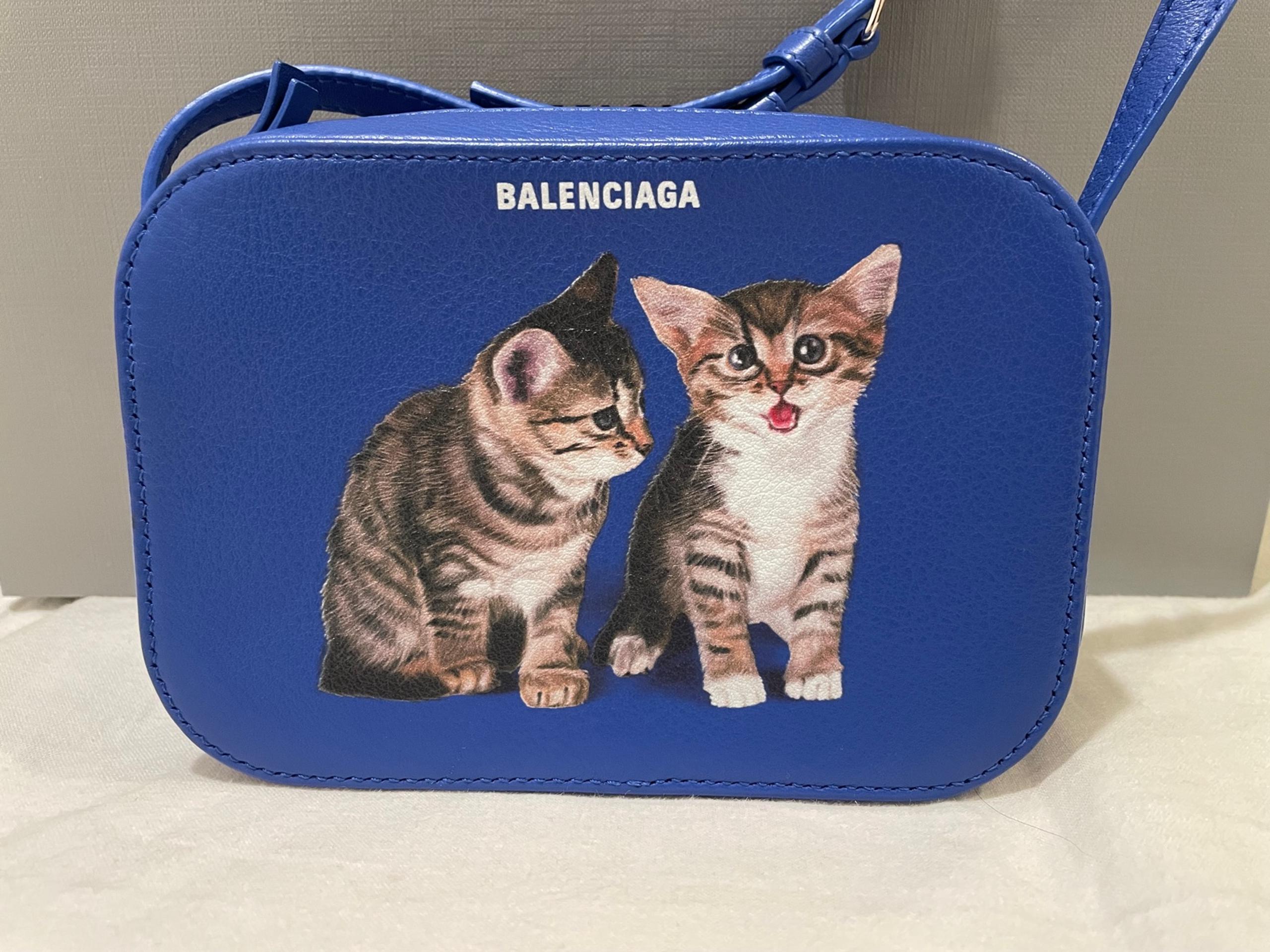 Balenciaga Blue Cat Leather Crossbody Bag