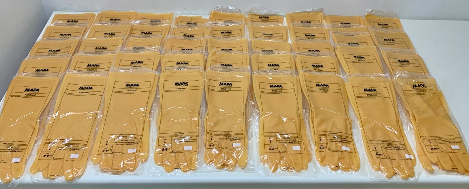 (44 pairs) Size 8-8.5 14” Mapa Professional Trionic E-194 Triple Polymer Gloves