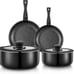 8 Piece, with 2 Removable Handles and 2 Lids, Induction Kitchen Cookware Set for